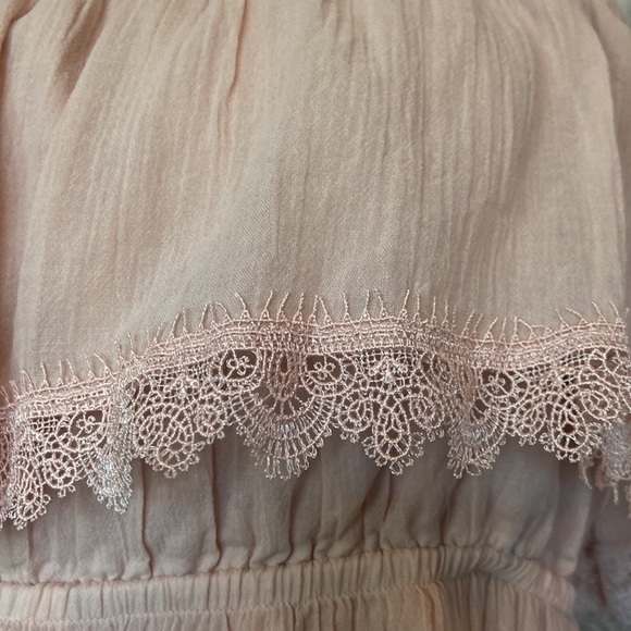 NWT! Express strapless off the shoulder dress ruffle with delicate lace boho - Picture 4 of 13